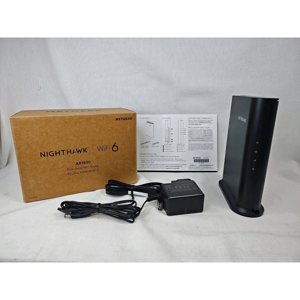 NETGEAR Nighthawk AX1800 Dual-Band WiFi 6 Router R6700AX Complete In Box